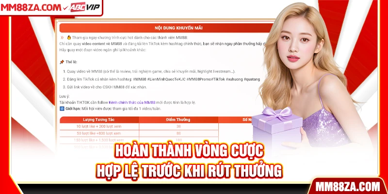 Hoàn thành vòng cược hợp lệ trước khi rút thưởng